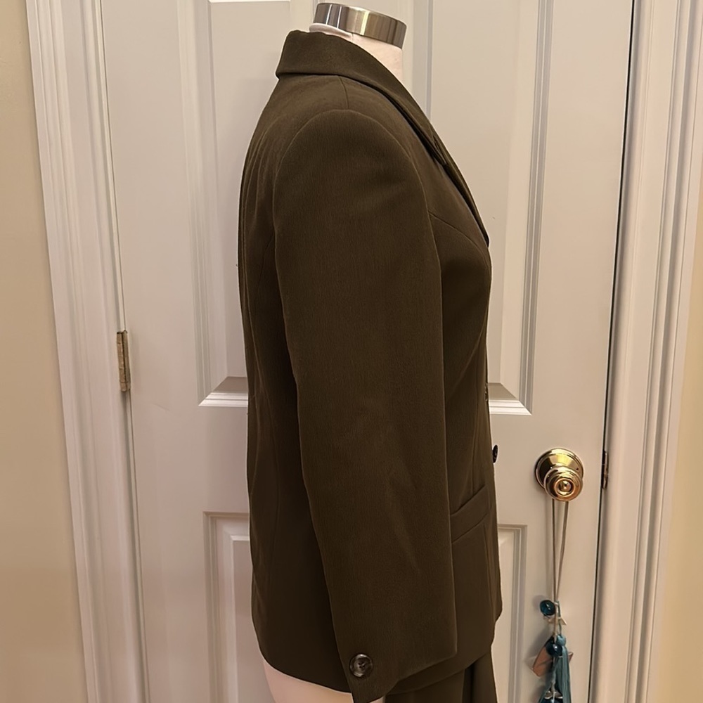 Burberrys Vintage Olive Green Wool Blend Pant Suit 6-10 - Picture 10 of 16